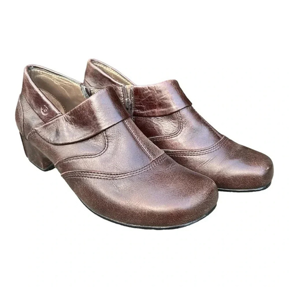 JOSEF SEIBEL Brown Leather Ankle Bootie Shoes Size US 6 - 6.5 vintage clogs - Picture 1 of 12